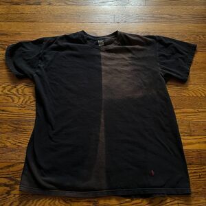 Polo Ralph Lauren Mens XL Distressed Half Bleached Black Cotton T-Shirt Top